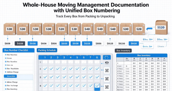 Whole-House Moving Management Documentation with Unified Box Numbering
